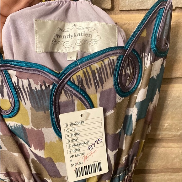 Anthropologie Wendy Katlen Looped Silk watercolor Size 6 - Picture 5 of 11